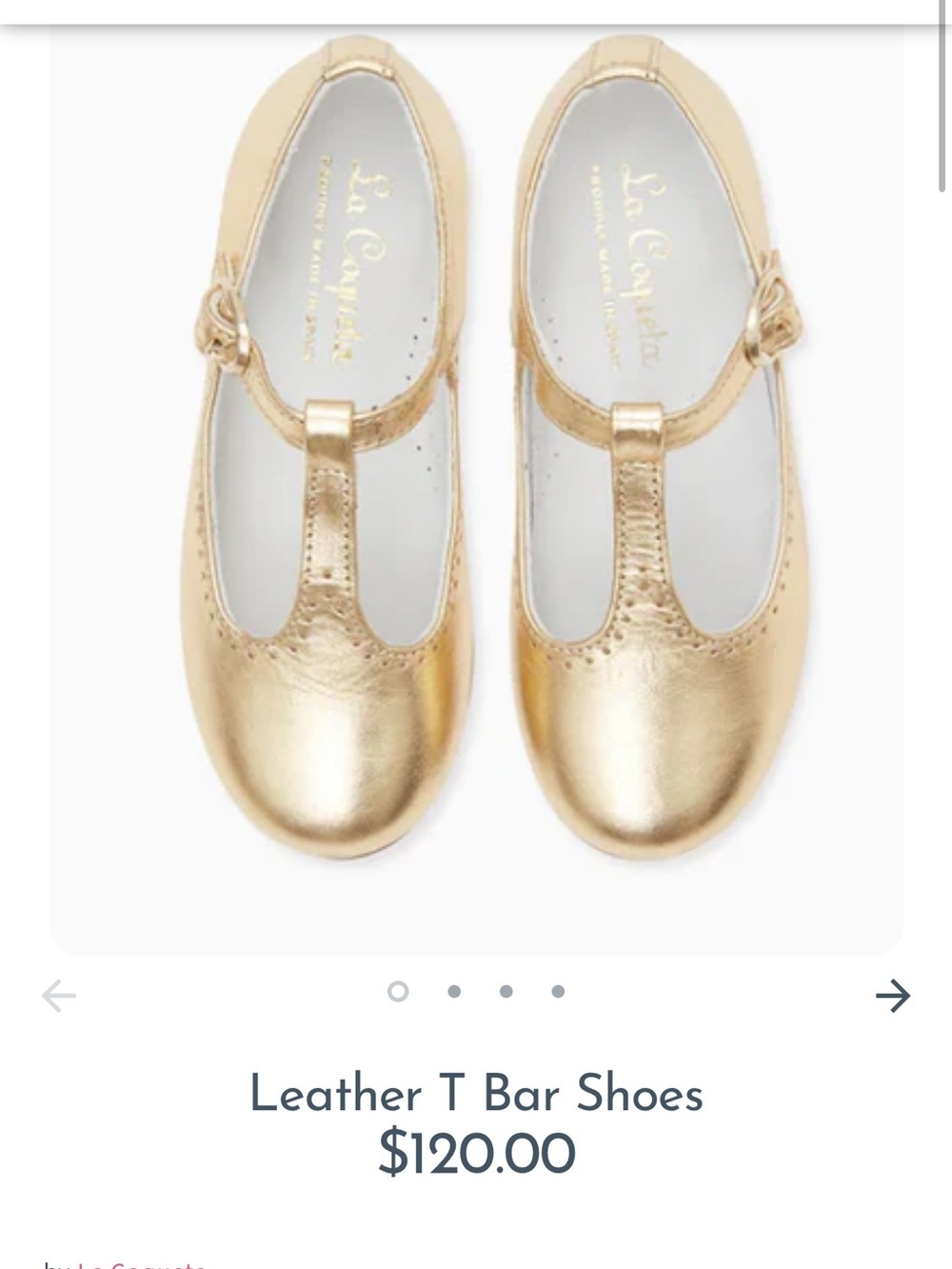 La Coqueta Gold T-Bar Mary Jane Shoes | EU 24 (US 8 Girls) - Picture 5 of 15